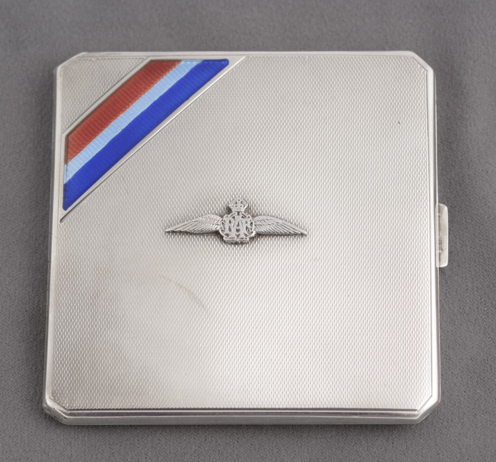 Sterling Silver & Enamel RAF Wings Cigarette Case Hallmarked 1936