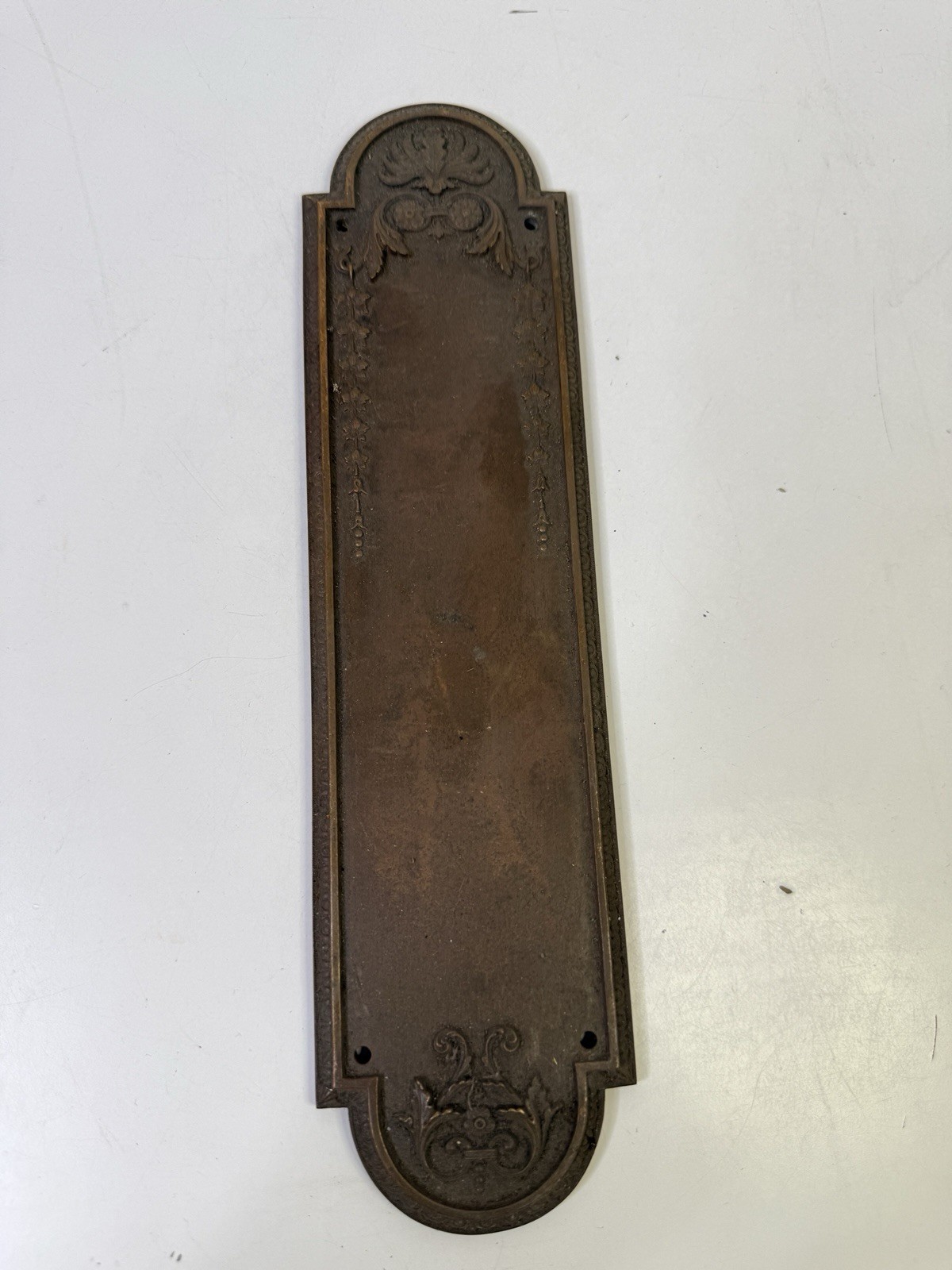 Antique Ornate FLORAL Door Push Plate ESTERNAY As- Is