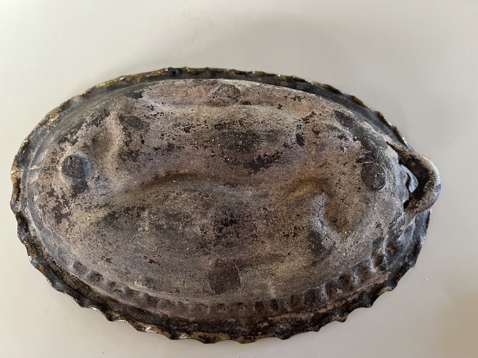 Antique Moravian Tortoise Glazed Earthenware Fish Mold, C 1910