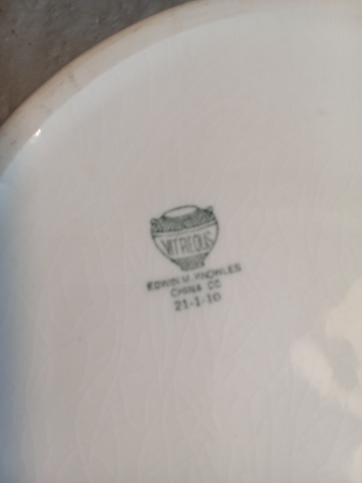 Vintage Edwin M Knowles Vitreous Cross Stitch Design Bowl