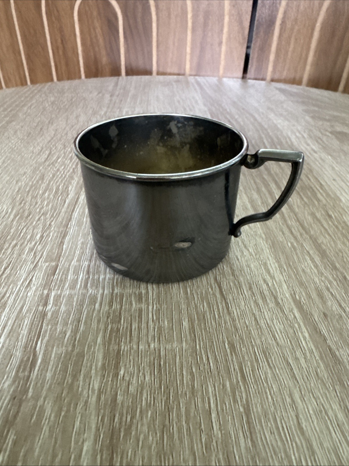 Antique Silver-Plated Decorative Cup with Handle Vintage Collectible Drinkware