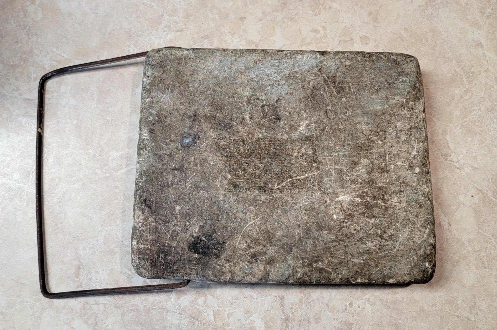 Antique SOAPSTONE Warming Stone BED Sleigh Coach Buggy Foot WARMER Vintage 8×10