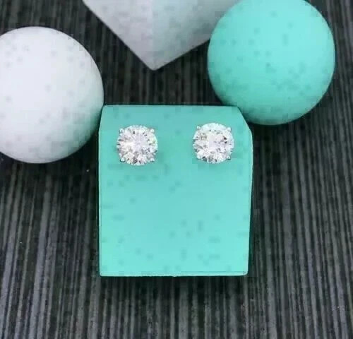 3Ct Round Cut Diamond Solitaire lab created Stud Earrings 14K White Gold Plated