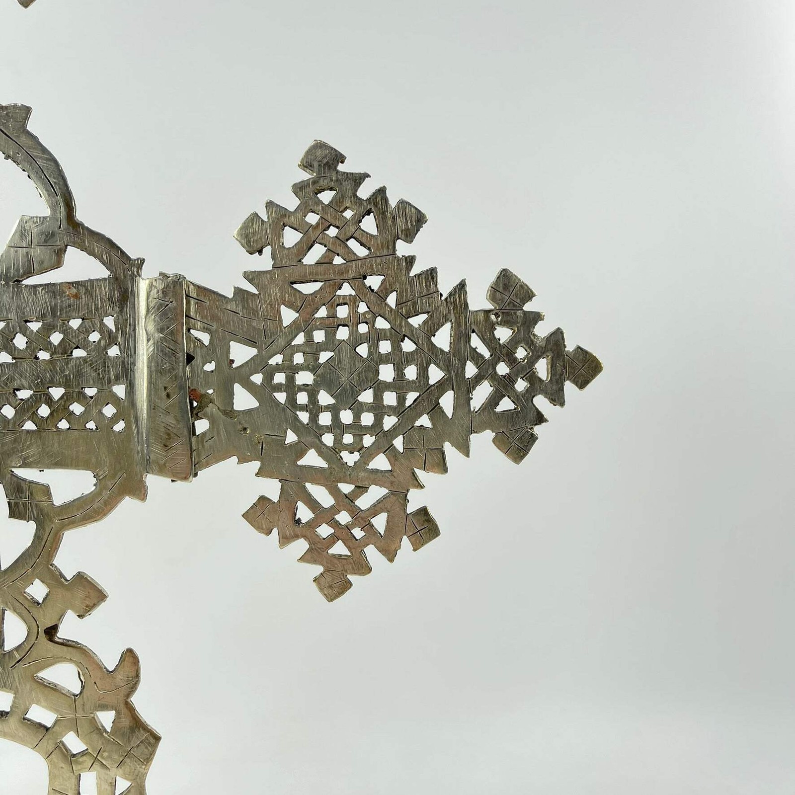 Silver Colored Coptic Processional Cross Ethiopia