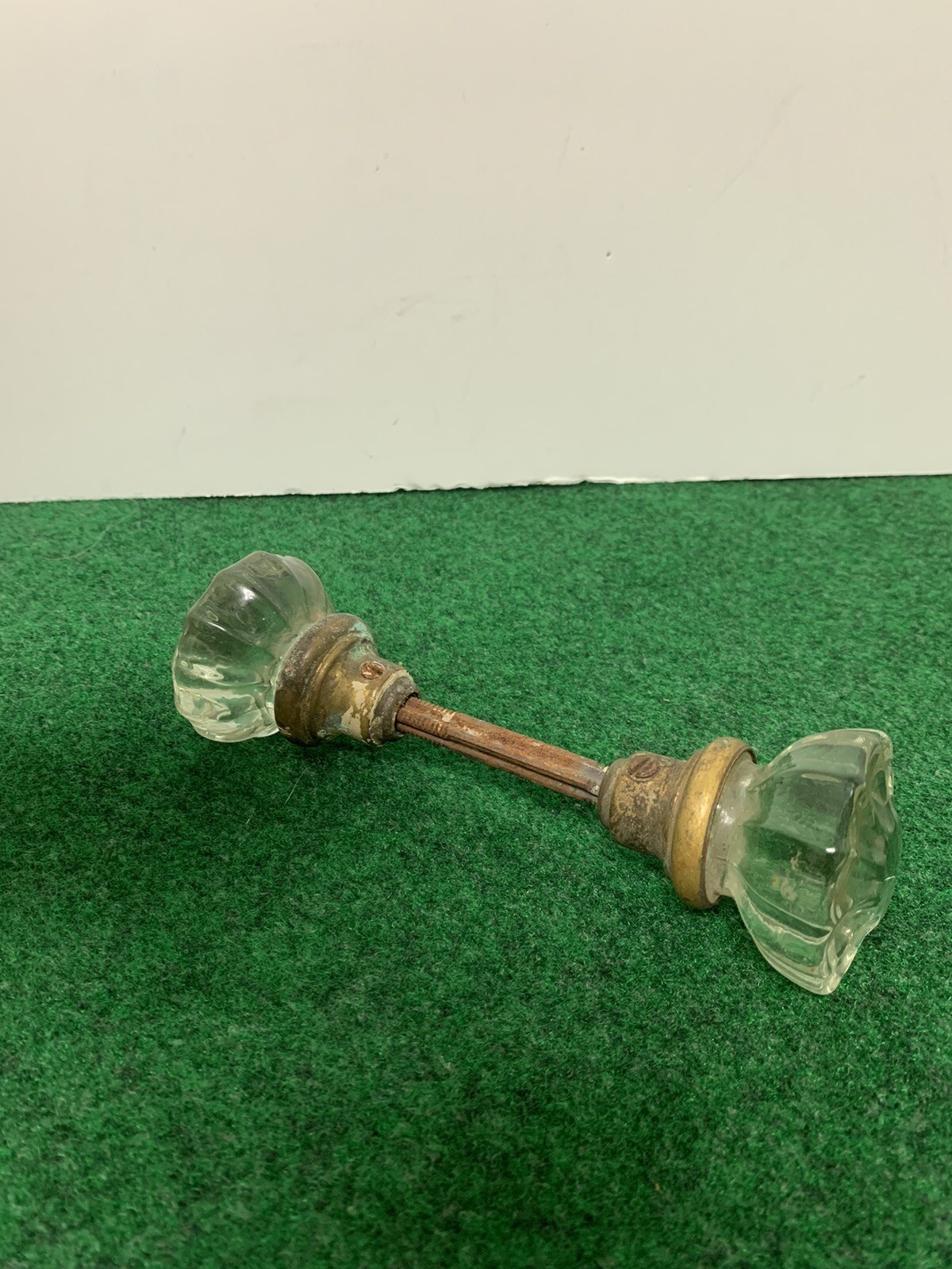 Vintage Antique Glass Door Knob Set-6 9/16” Long