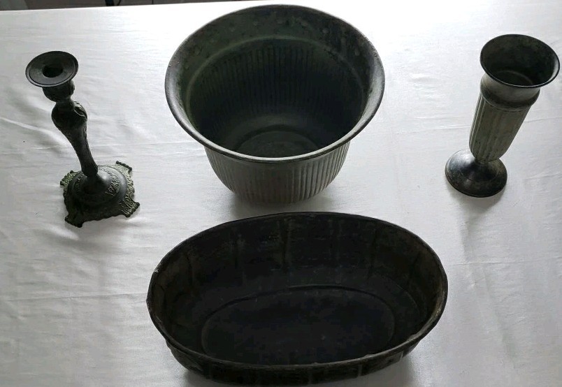 Green Patina Antiques Made In India Set Of Four Decorative Real Metal………..