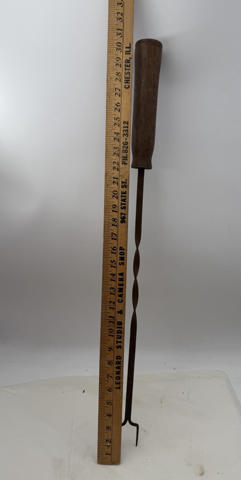 Antique Primitive 30” Inch Hand Crafted 2 Prong Fork Fireplace Butchering C