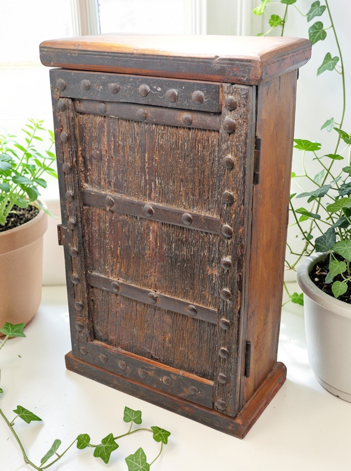 Antique Wooden Mini Storage Cabinet Original Old Fine Hand Crafted