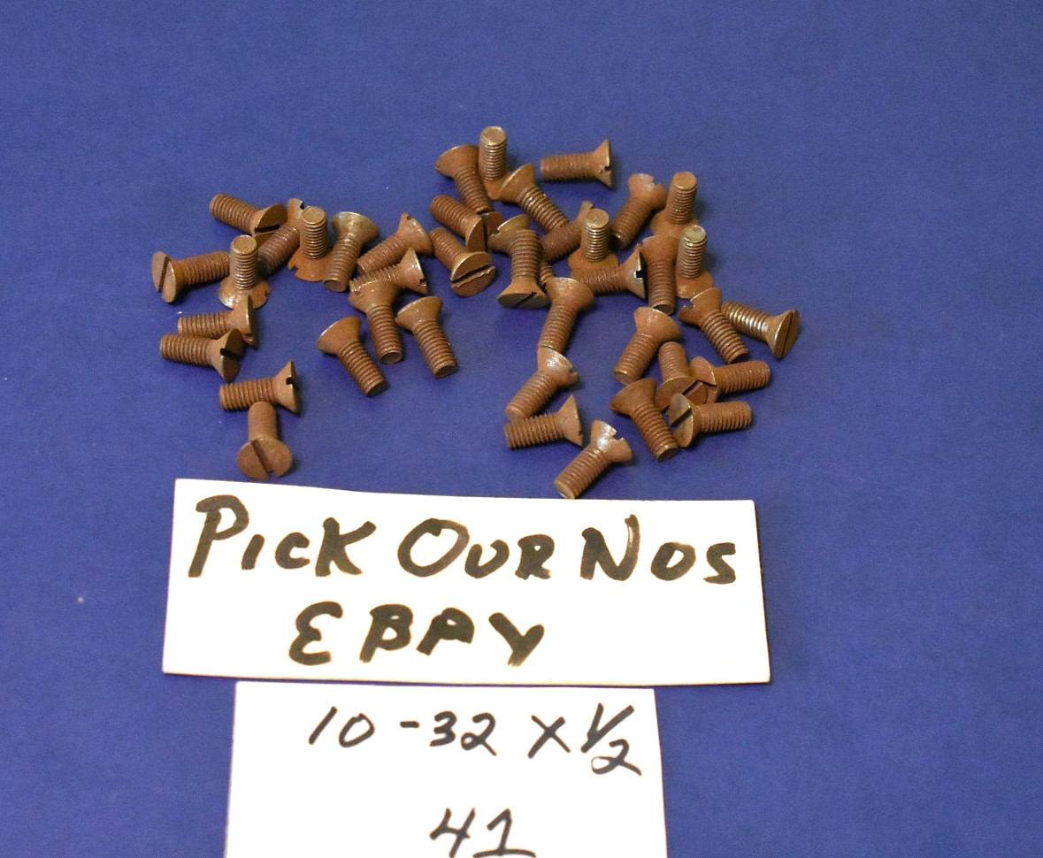 41 Vintage 10-32 x 1/2″ Slotted Flat Head Steel Machine Screw Bolt 3/8″ Head