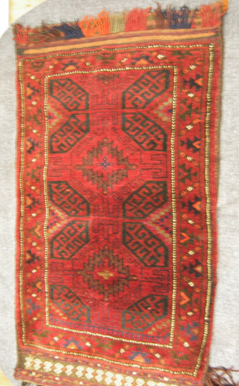 Vintage Turkish Poshti or Balisht Tent Bag Cushion Handmade 24″ x 44″ Wool Rug