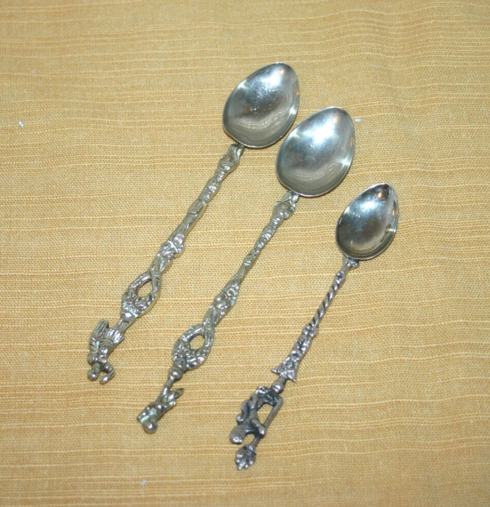 Lot of 3 Silver Plated Demitasse Souvenir Spoons From Italy R-817