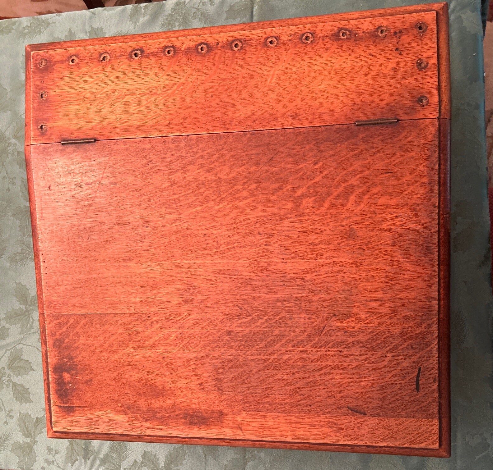 Large Antique Slant Top Tabletop Wood Teacher’s / Captain’s Desk Box