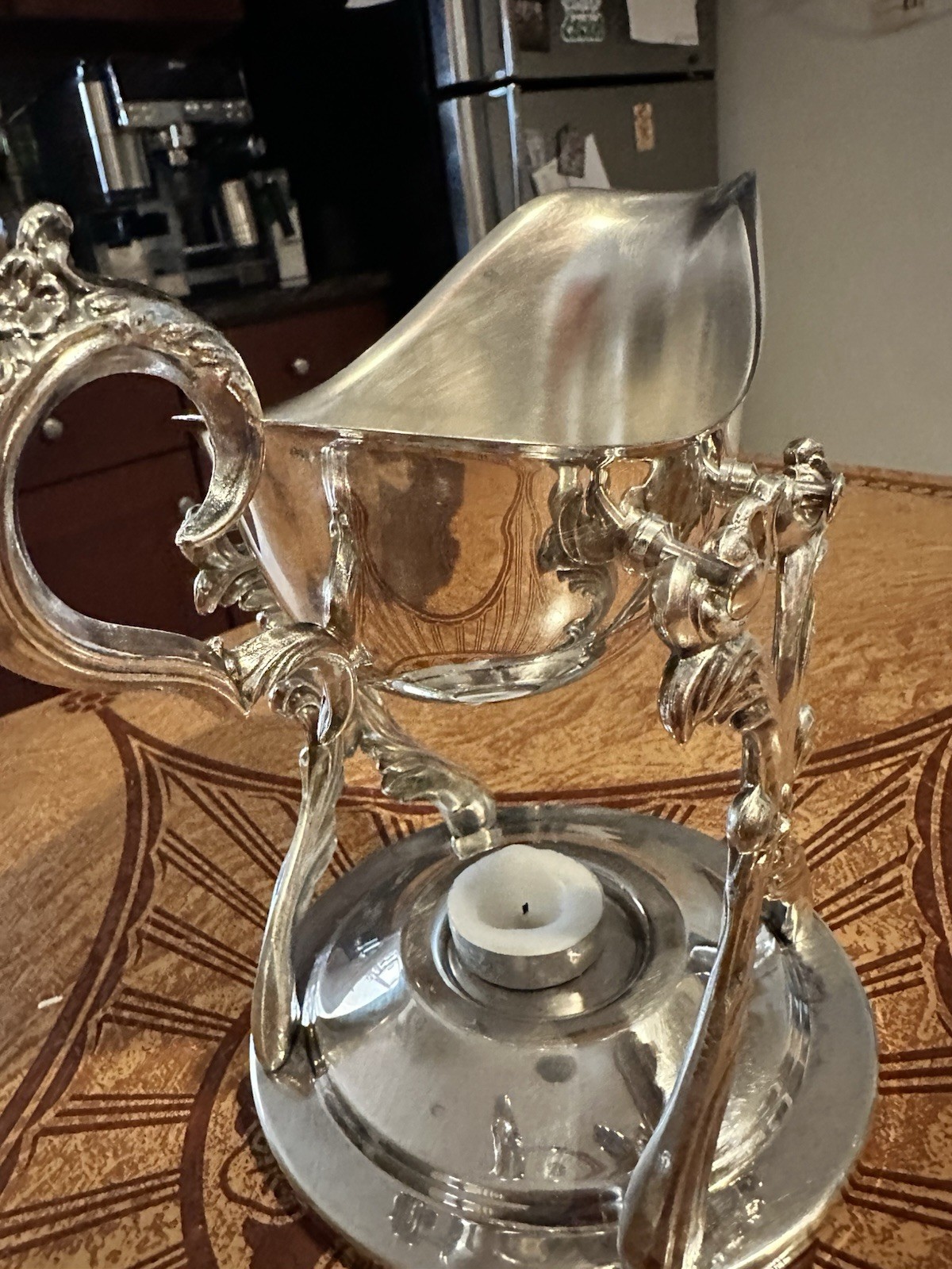 Vintage: Royal Limited Silver Plate Tilting Gravy Boat with Warmer