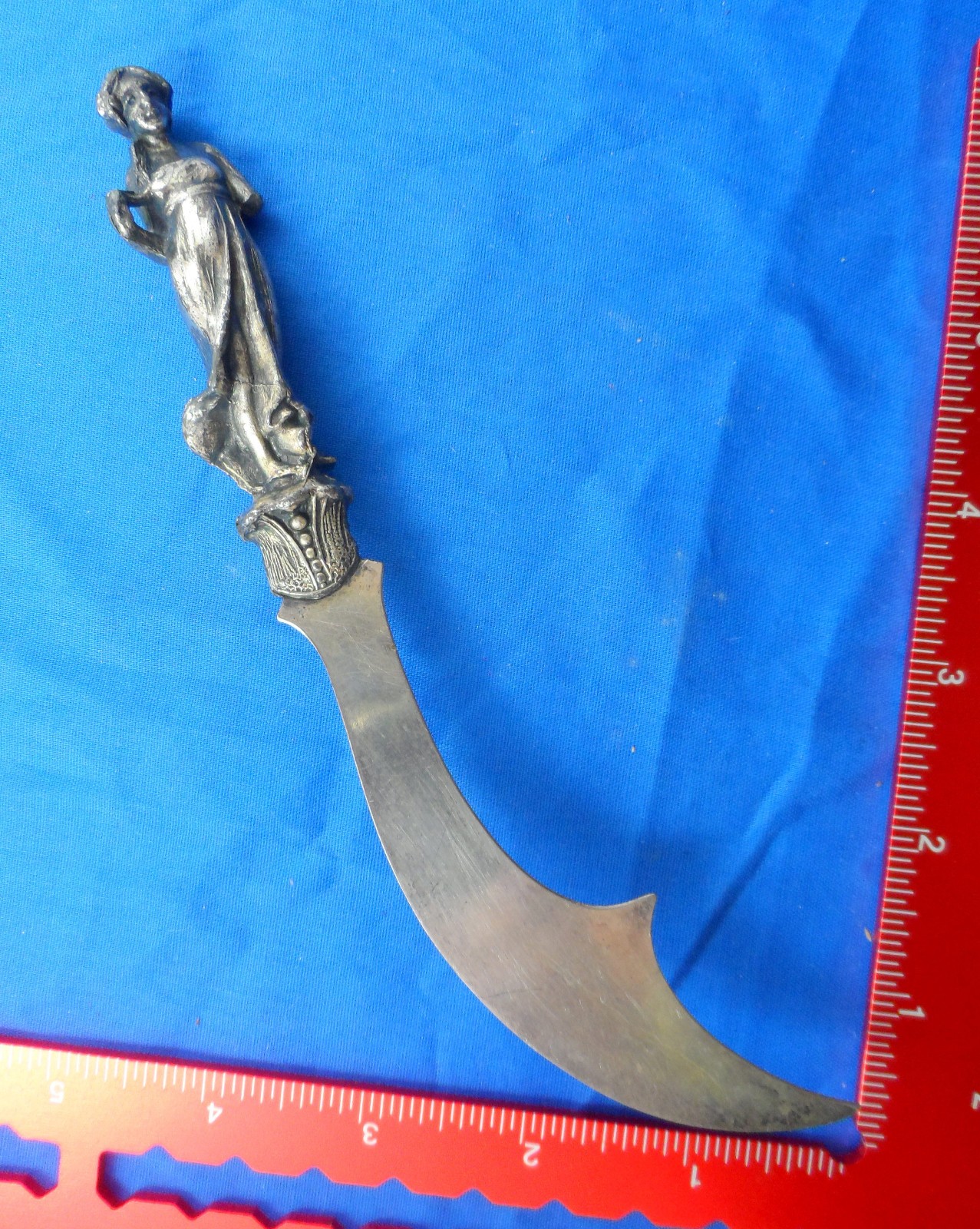 Antique Paper Knife Figural Italy ? 7-1/4″ Souvenir Silverplate Letter Opener