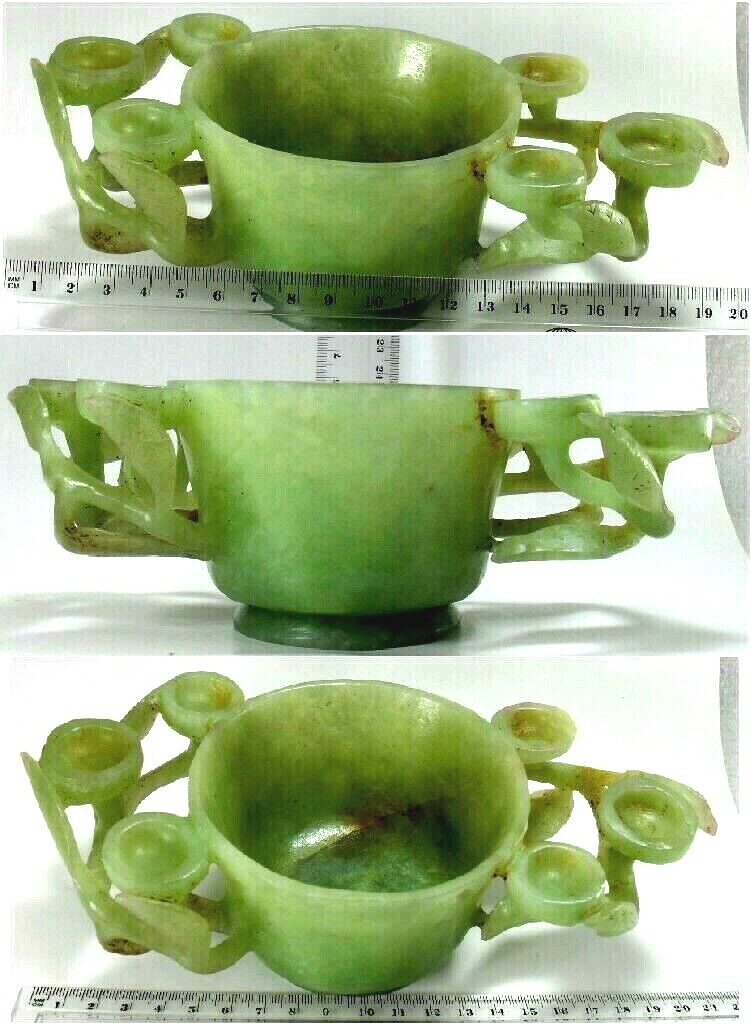 Ming Dynasty 20×6 CMS Greenish Jade Bowl / Brush Washer