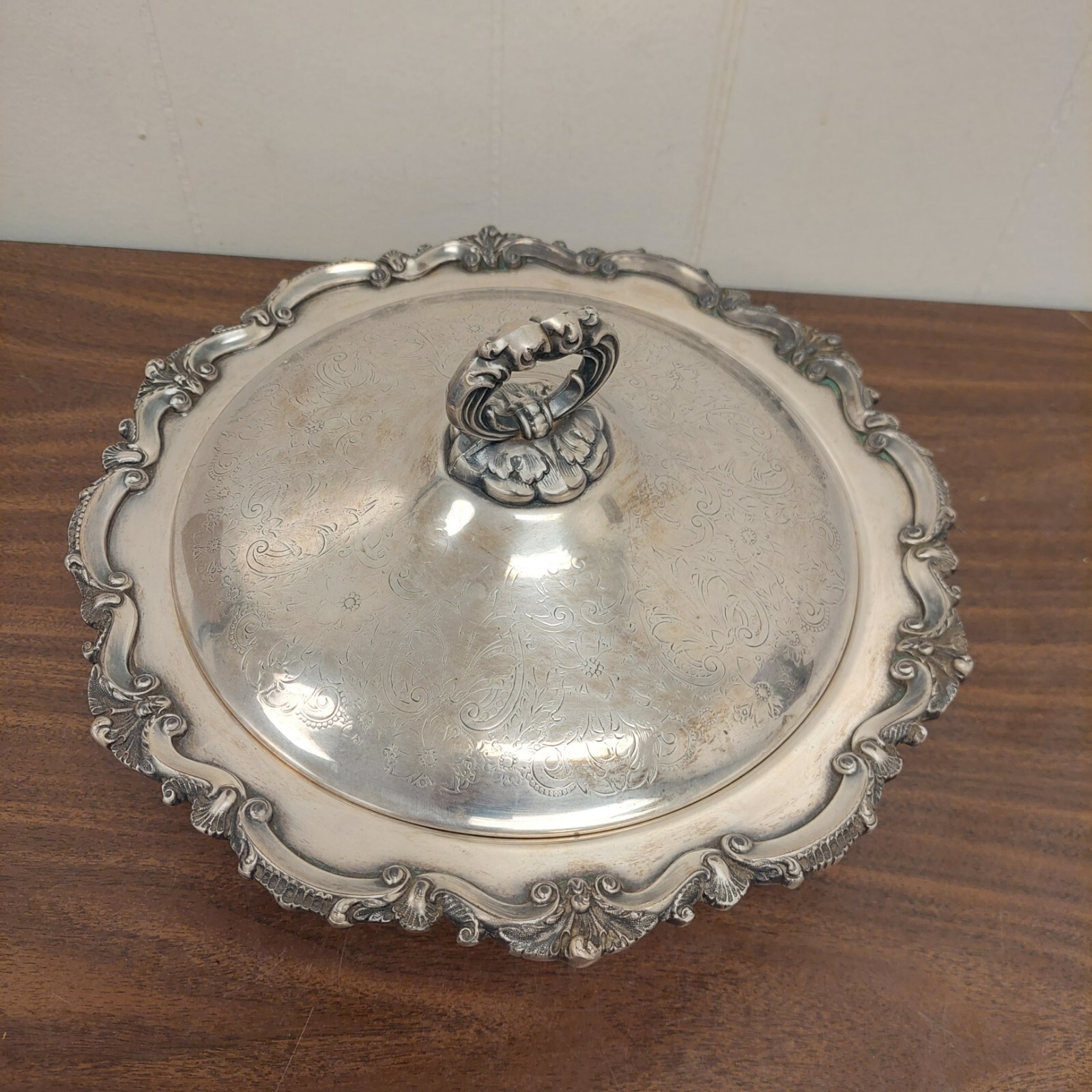 Footed Serving Covered Dish Bowl marked EPCA Bristol Silver Plate by Poole #122