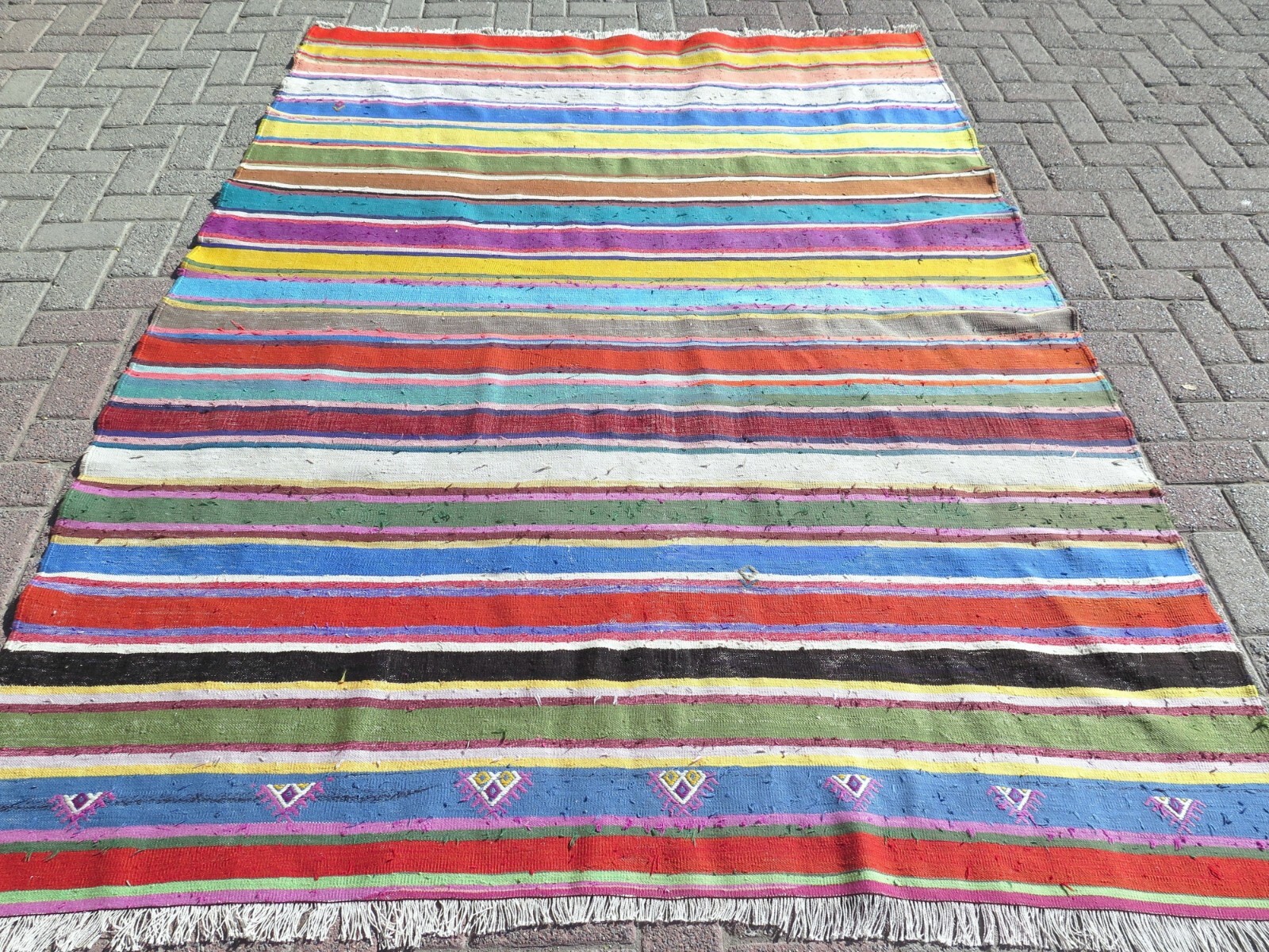 Area Rug, Multicolor Rug, Modern Kilim, Striped Boho Rug, Turkish Carpet 69″x94″