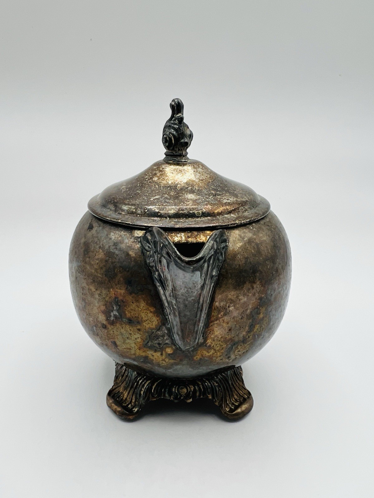 VTG F.B. Rogers Silver Co. 1883 Ornate Footed Silverplate CREAMER with Lid