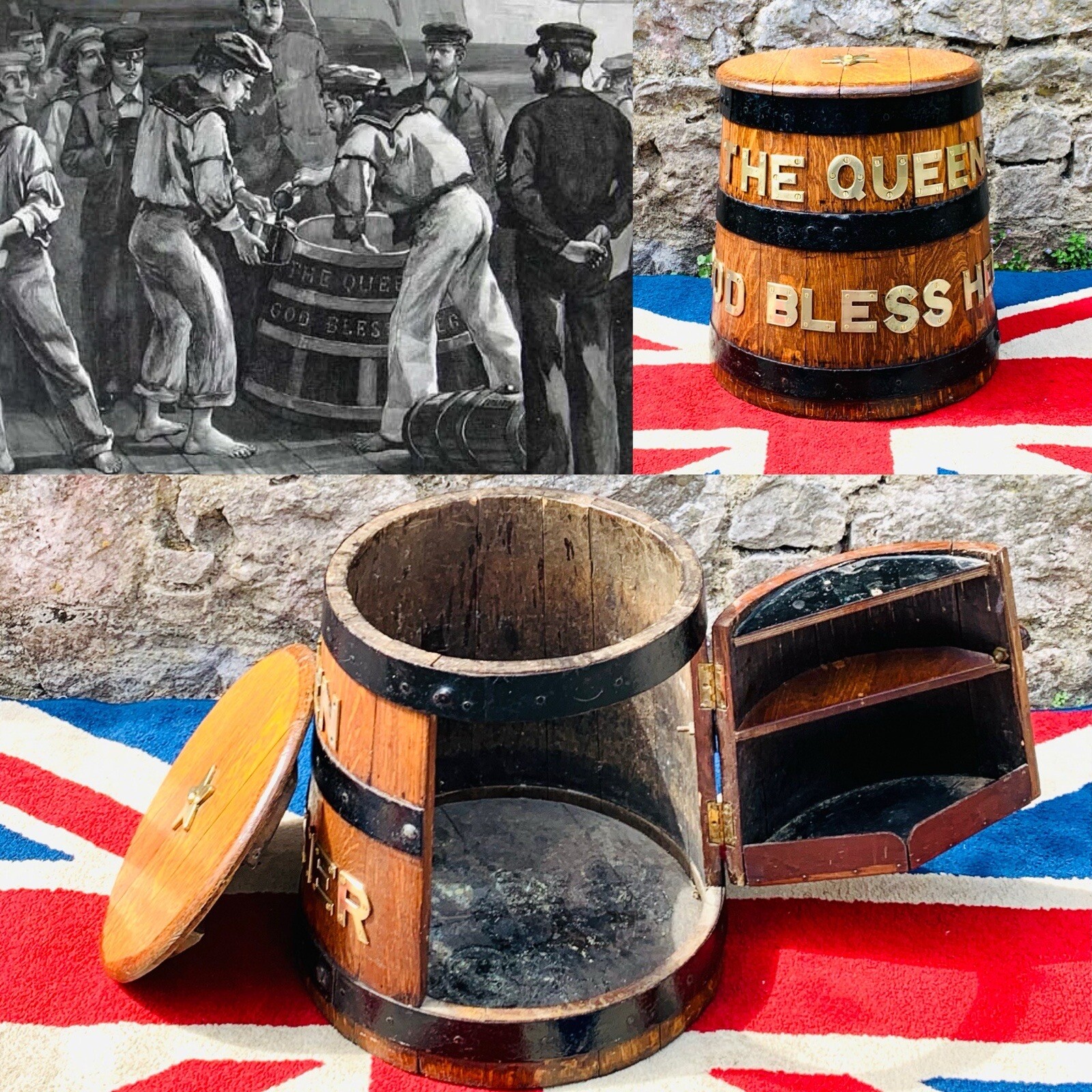 Amazing Genuine Victorian Royal Navy Rum Ration Grog Tub or Barrel (c.1890)