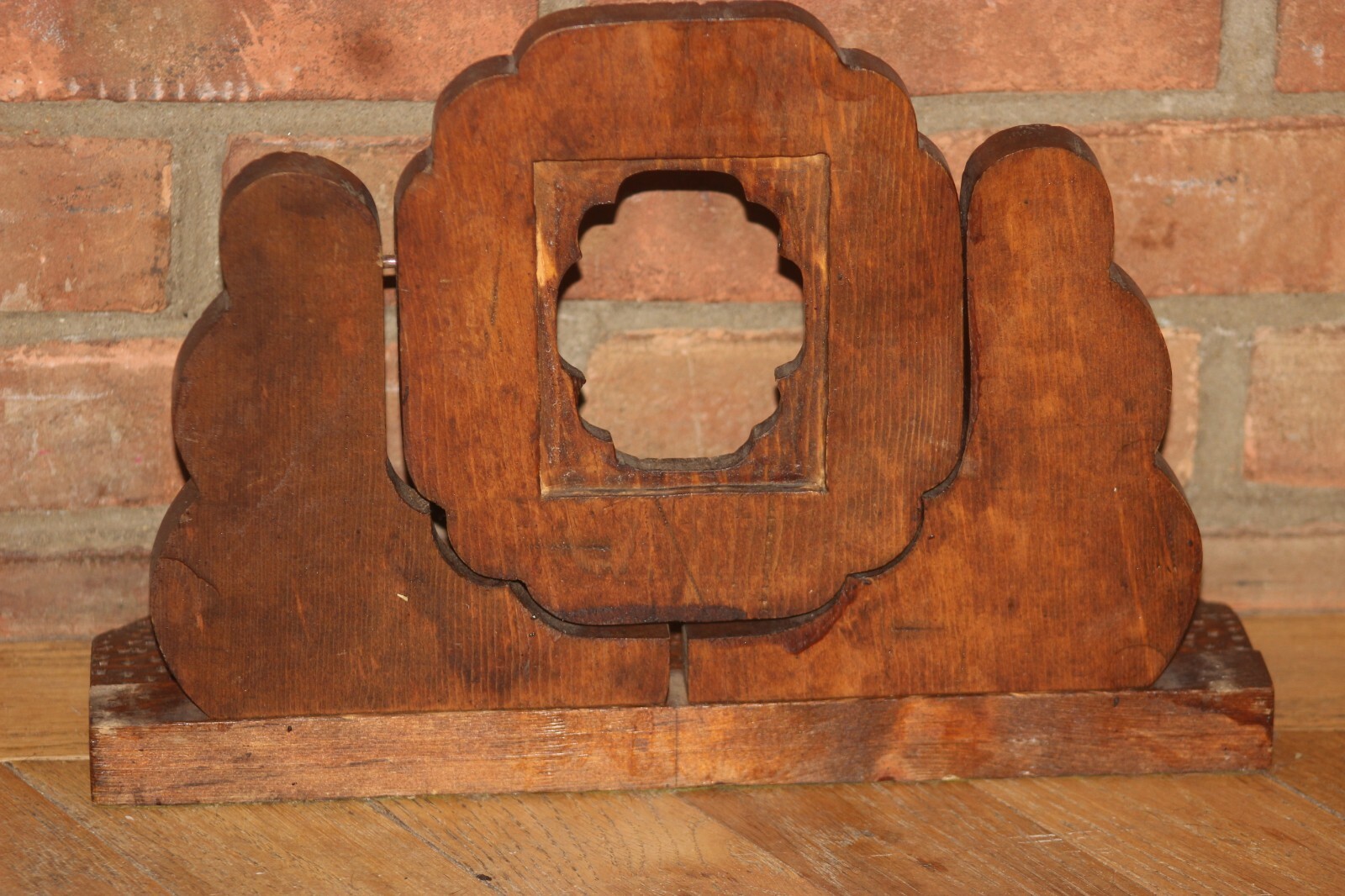 Vintage Boho Wood Frame Carved Roses Vanity Stand Dresser Top Swivel Mirror Pic