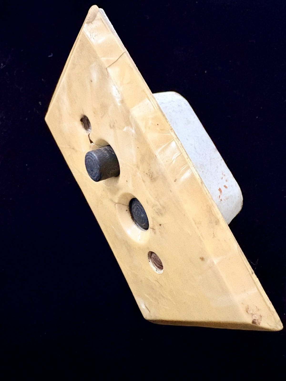 Antique Porcelain Push Button Light Switch Celluloid Cover Globe Metal Phila Vtg