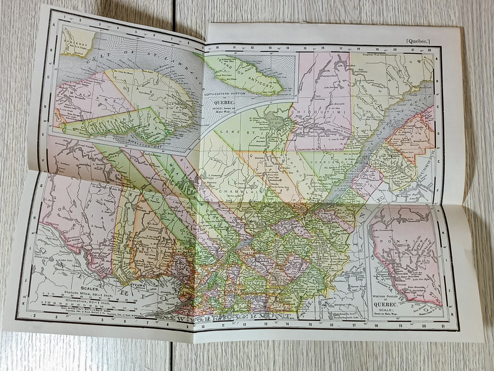 1903 Antique Fold-Out Map of Canada Original Color Lithograph, Vintage Saalfield