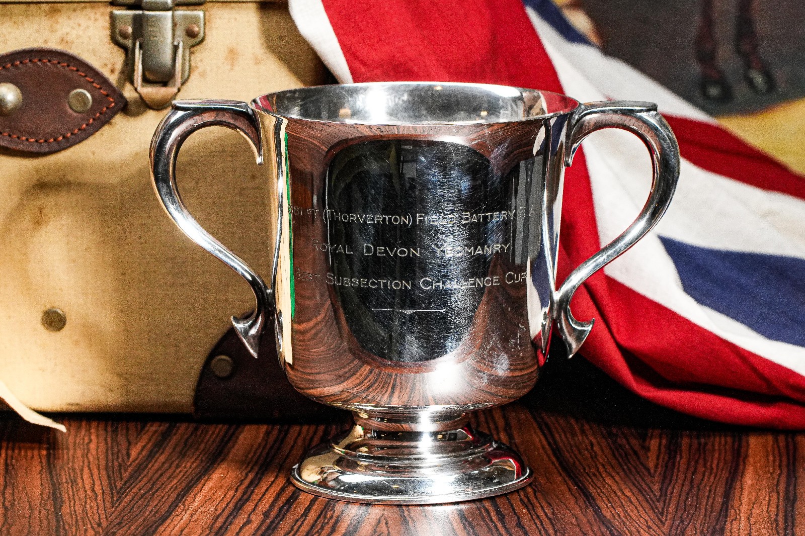 Fascinating Antique English Silverplate Trophy Cup Military Militaria