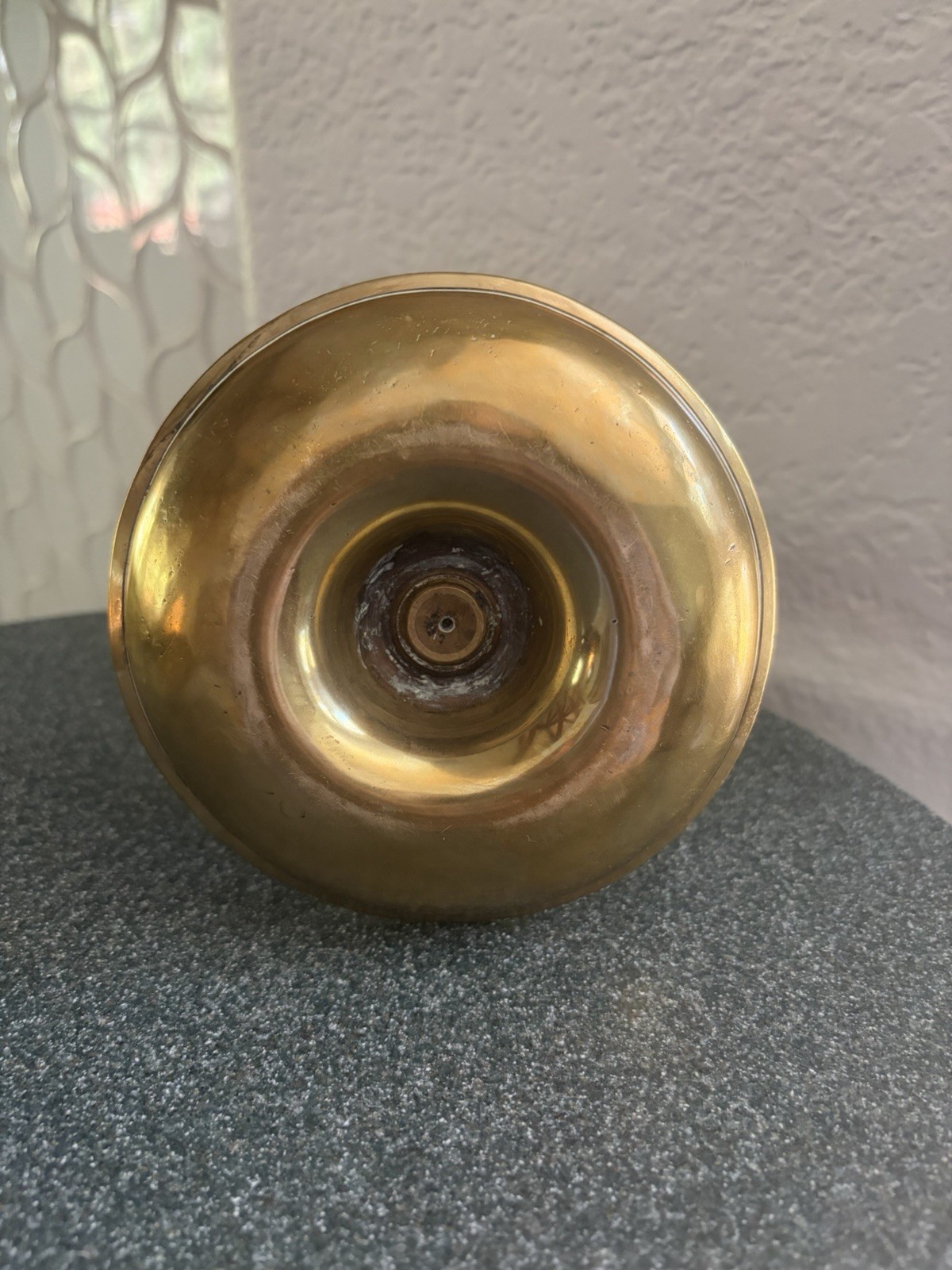 Antique Brass Push Up Candlestick Holder Chamberstick 19th Century Saucer Base