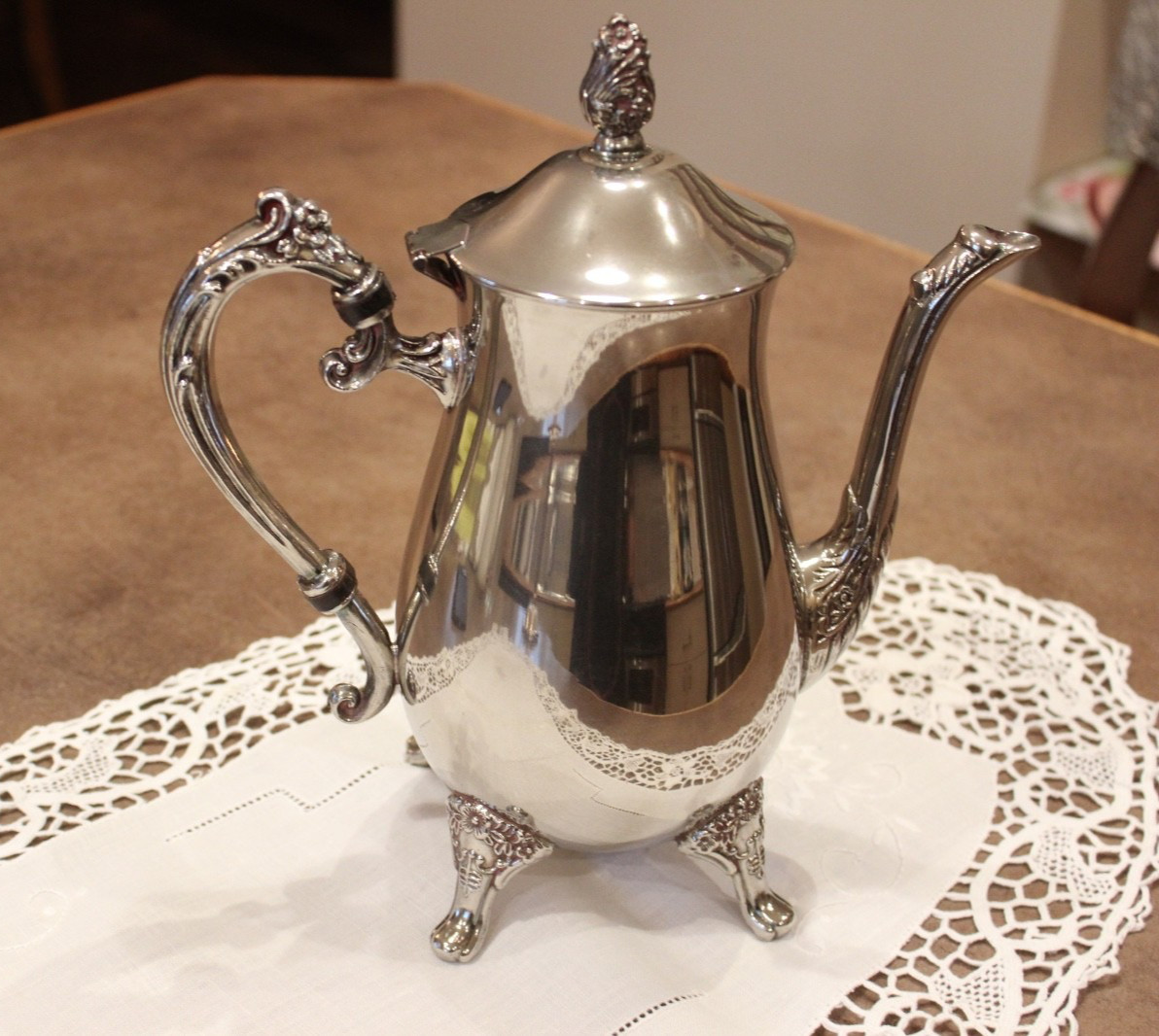 Vintage Silver-Plated Coffee Pot, Baroque Revival, 1950s-70s, UK, 1L