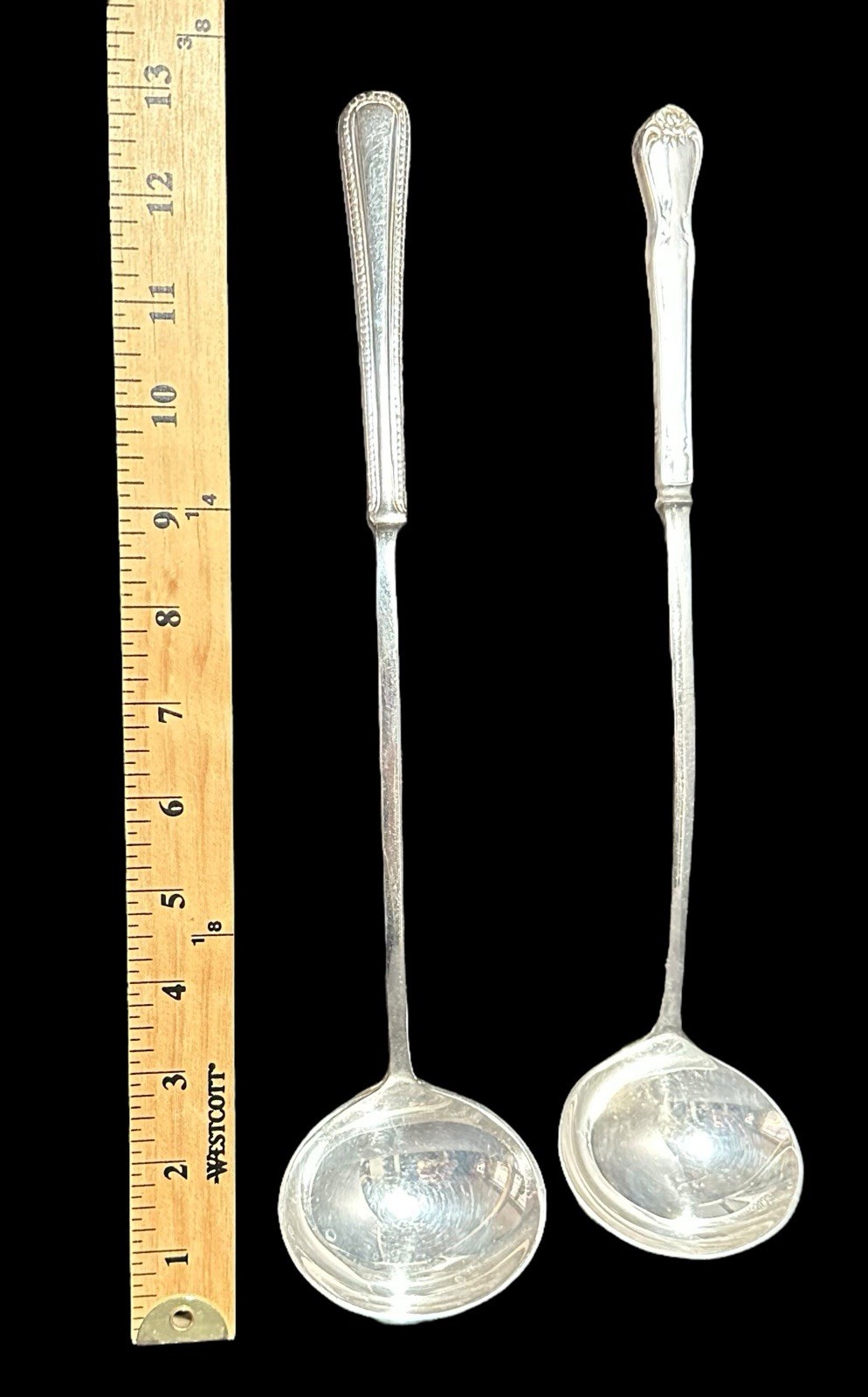 Pair Large Silver Plated Ladles for Punch Bowls or Soup Tureens (13″) from INDIA
