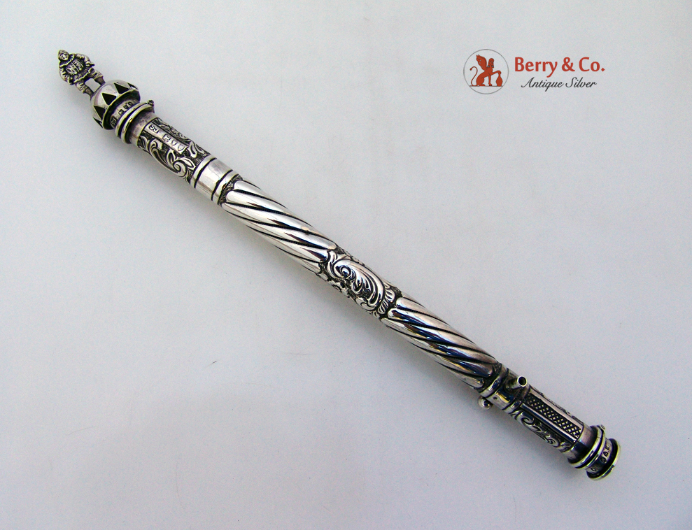 Sealing Wax Taper Match Safe Cylinder Samuel Jacob London 1894 Sterling Silver