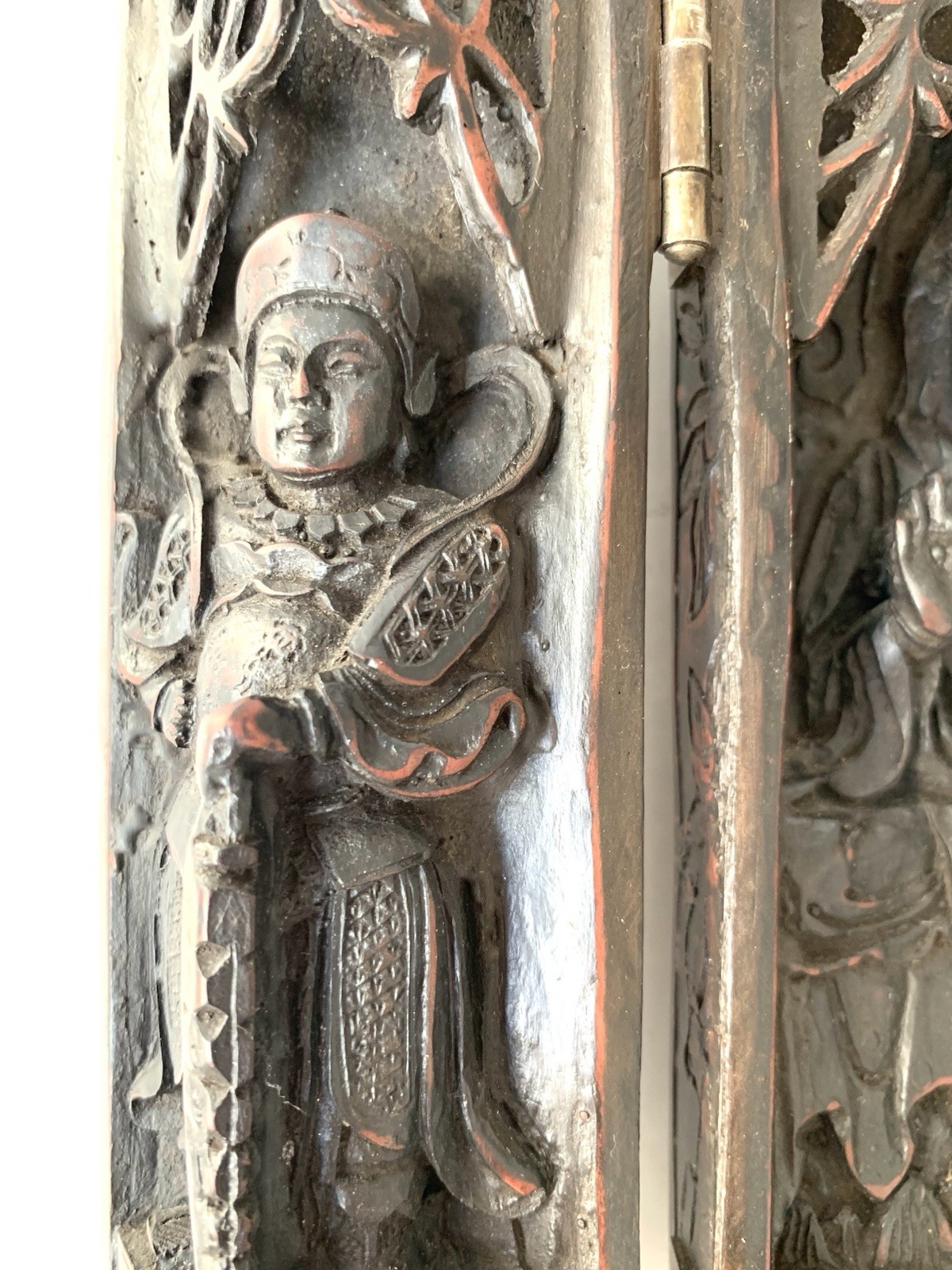 Chinese Triptych Portable Buddhist Shrine Statue Folding For Travel 8” Tall