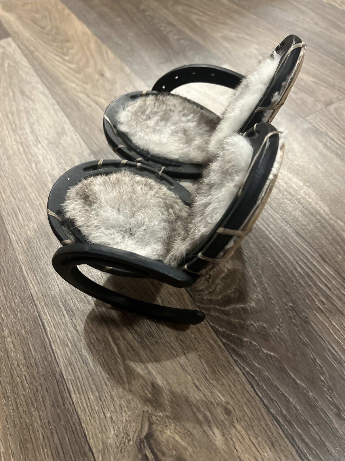 Vintage Handmade Horseshoe Chair/ Loveseat/ Couch Made With Rabbit Fur