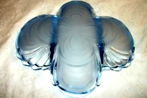 Cambridge Caprice Blue Alpine Moonlight Glass Relish Dish Depression Divided