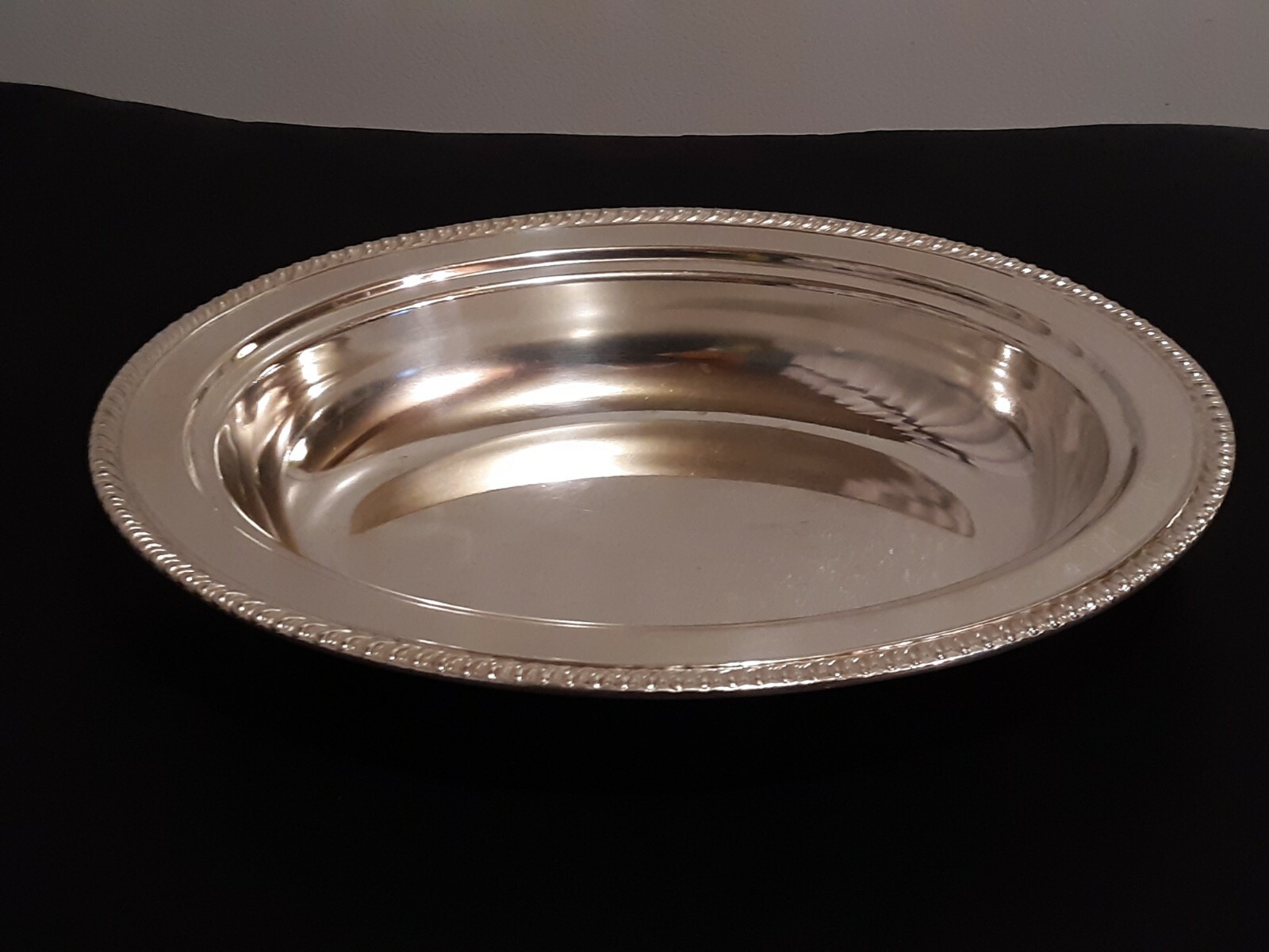 SHERWOOD Silverplated OVAL DISH Bowl with ROPE TRIM 11.5″L