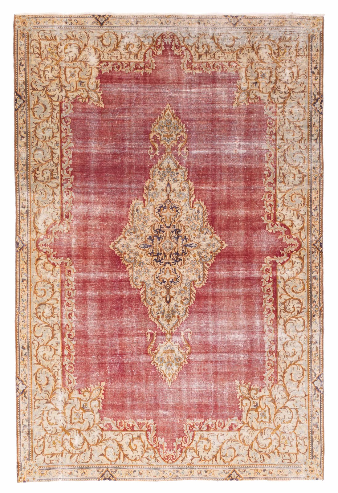 Vintage Hand-Knotted Area Rug 7’4″ x 11’0″ Traditional Wool Carpet