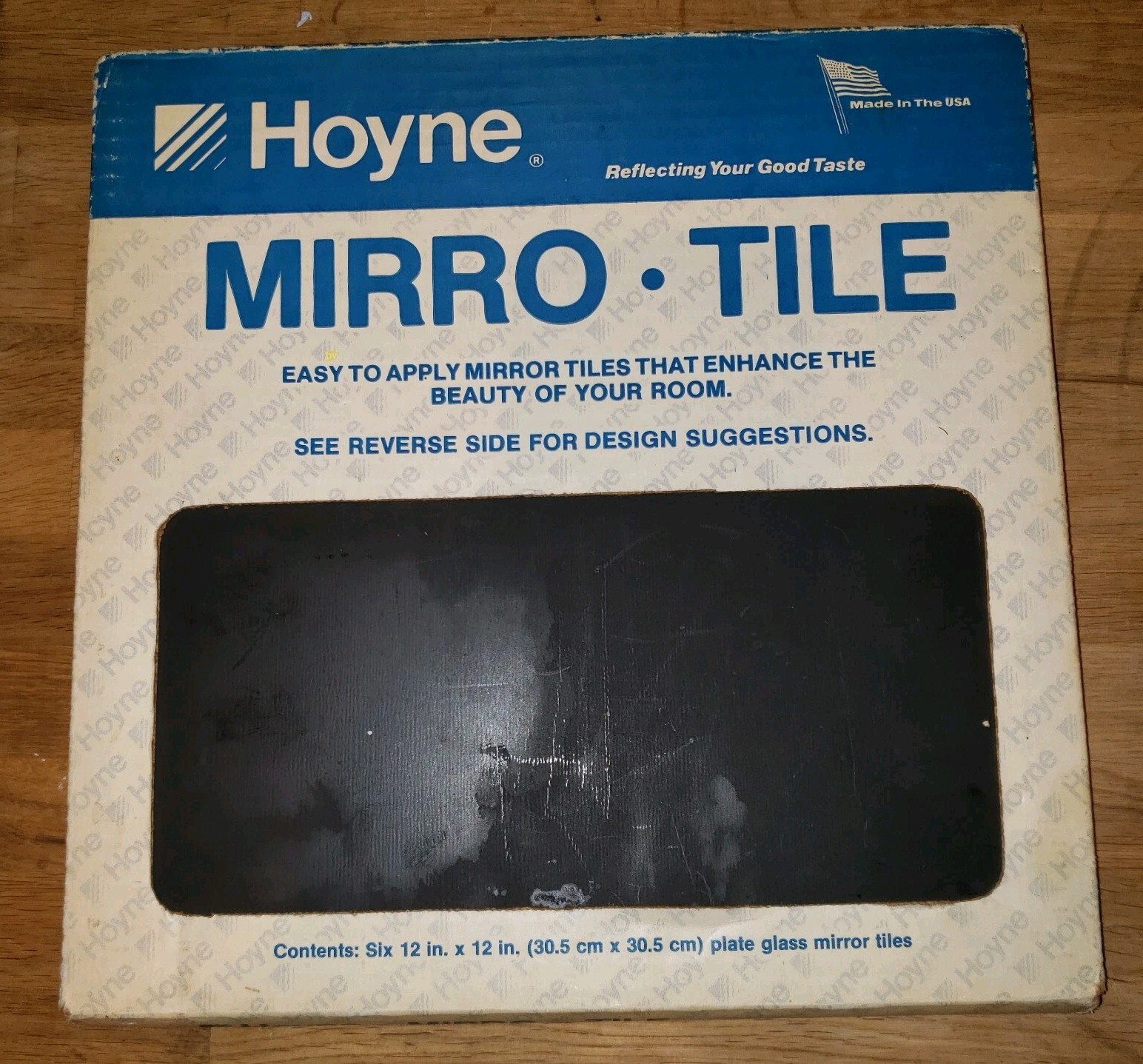 Vintage Plate Glass 12″ X 12″ Hoyne Mirror Tile Mirro Image Tiles New in Box