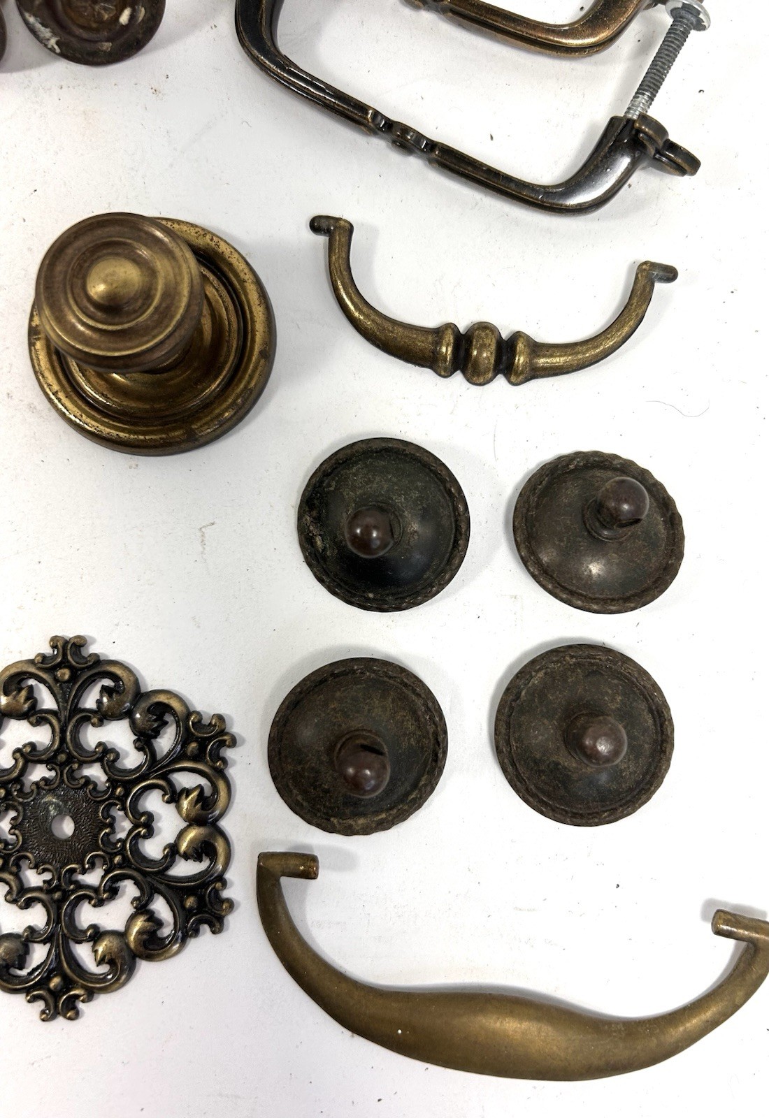 Vintage Brass Drawer Pull Ring Knobs Lot • 25+ Pieces • Cottagecore DIY