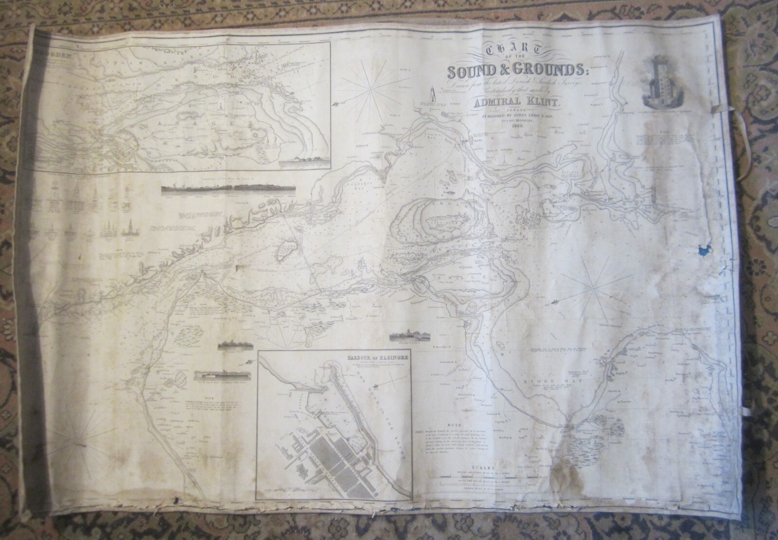 1860 Blueback Chart — COPENHAGEN, MALMO, Oresund — JAMES IMRAY, Gustaf Klint