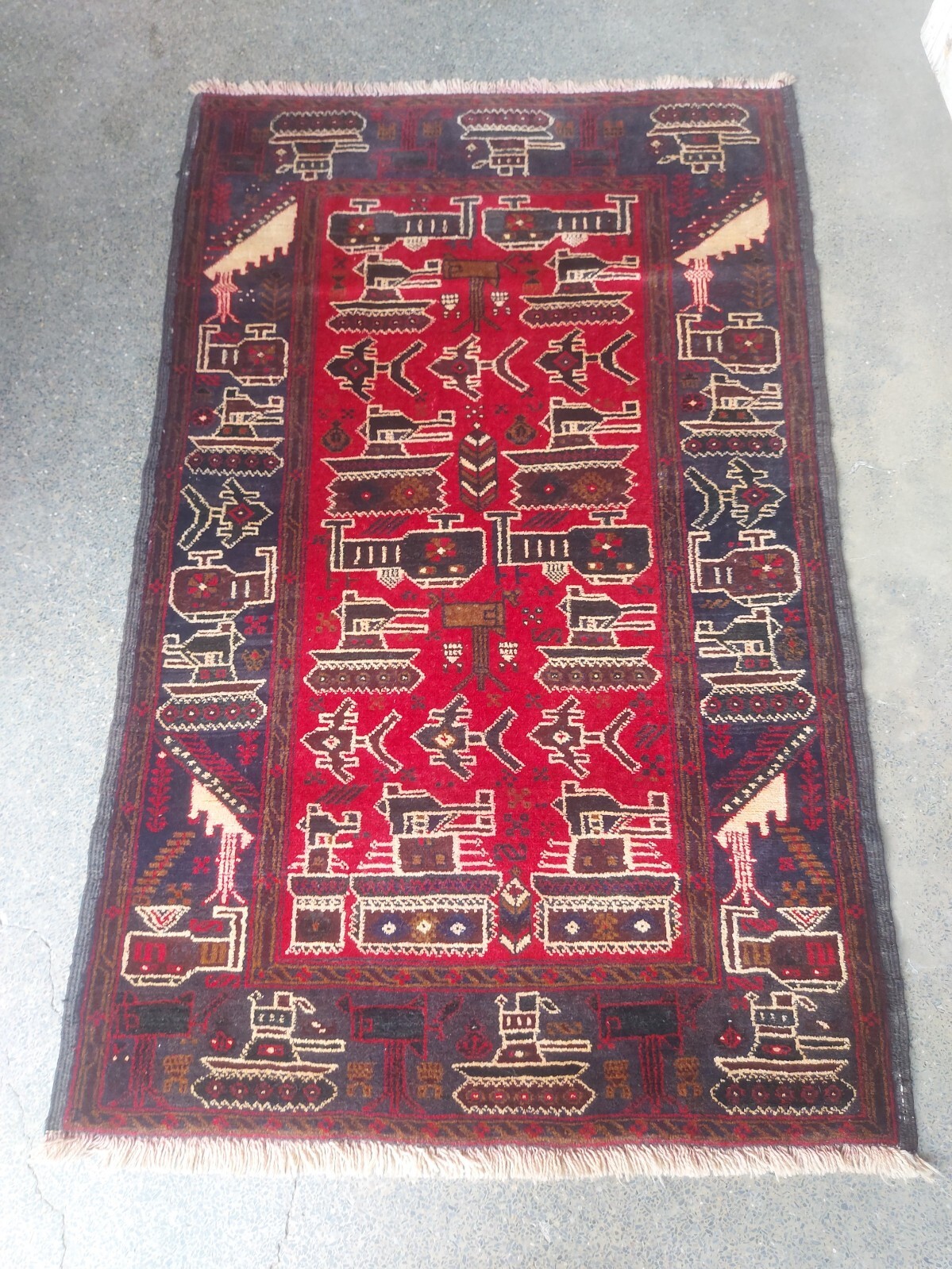 Handmade Afghan War Art Vintage Wool rug Baloch Rug Shindand Tribal