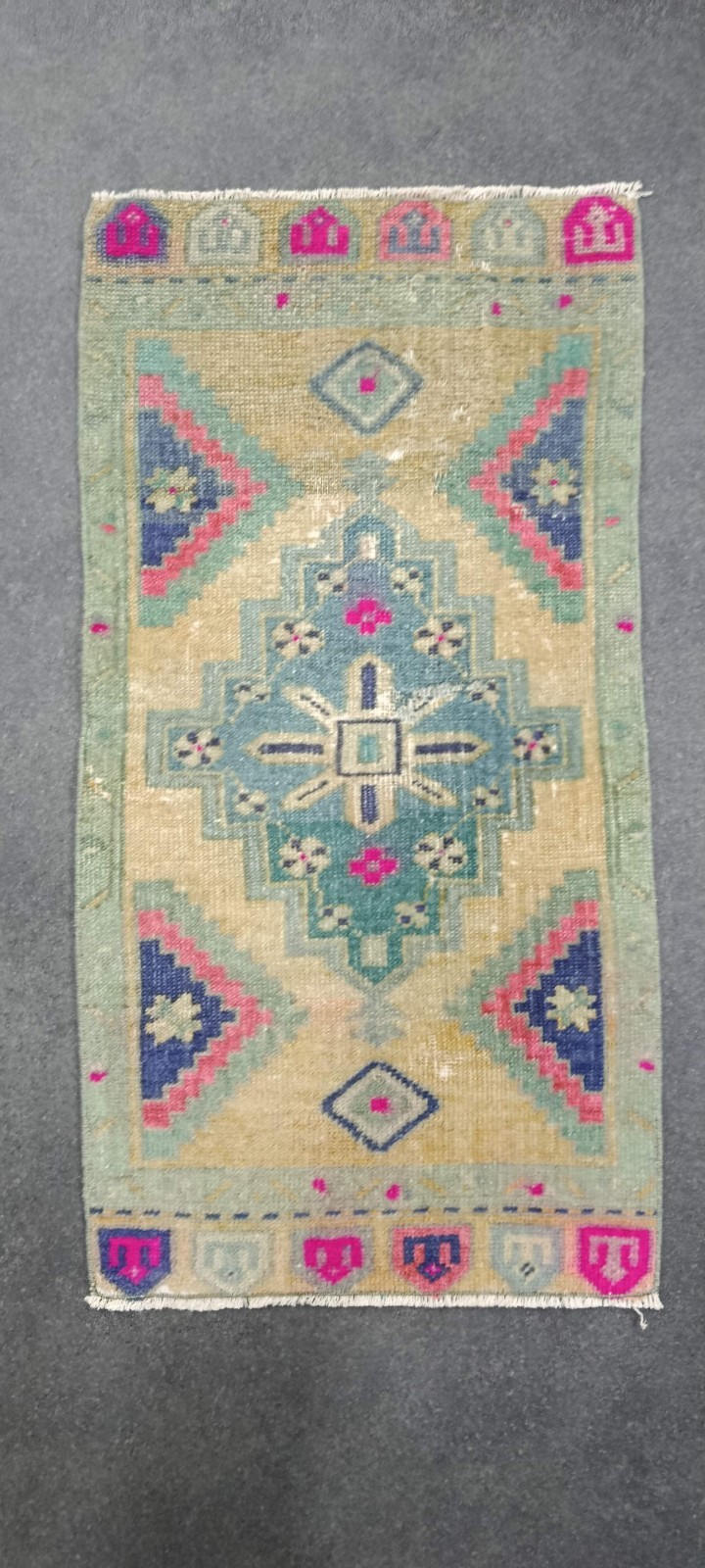 Pink Turkish Vintage Rug, 2×3.9ft, Antique Handmade Small Rug, Unique Small Rug,
