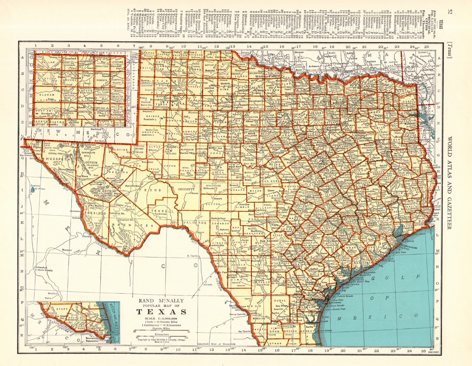 1942 Antique TEXAS State Map Vintage Map of Texas Gallery Wall Art 404