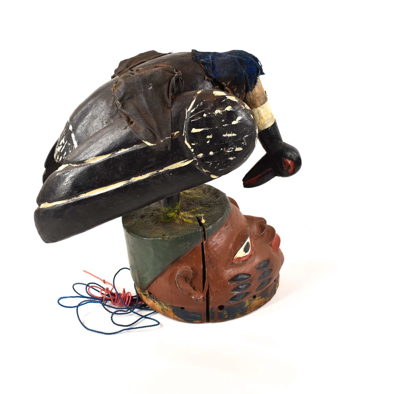 Yoruba Gelede Hunting Mask with Figures and Bird Nigeria