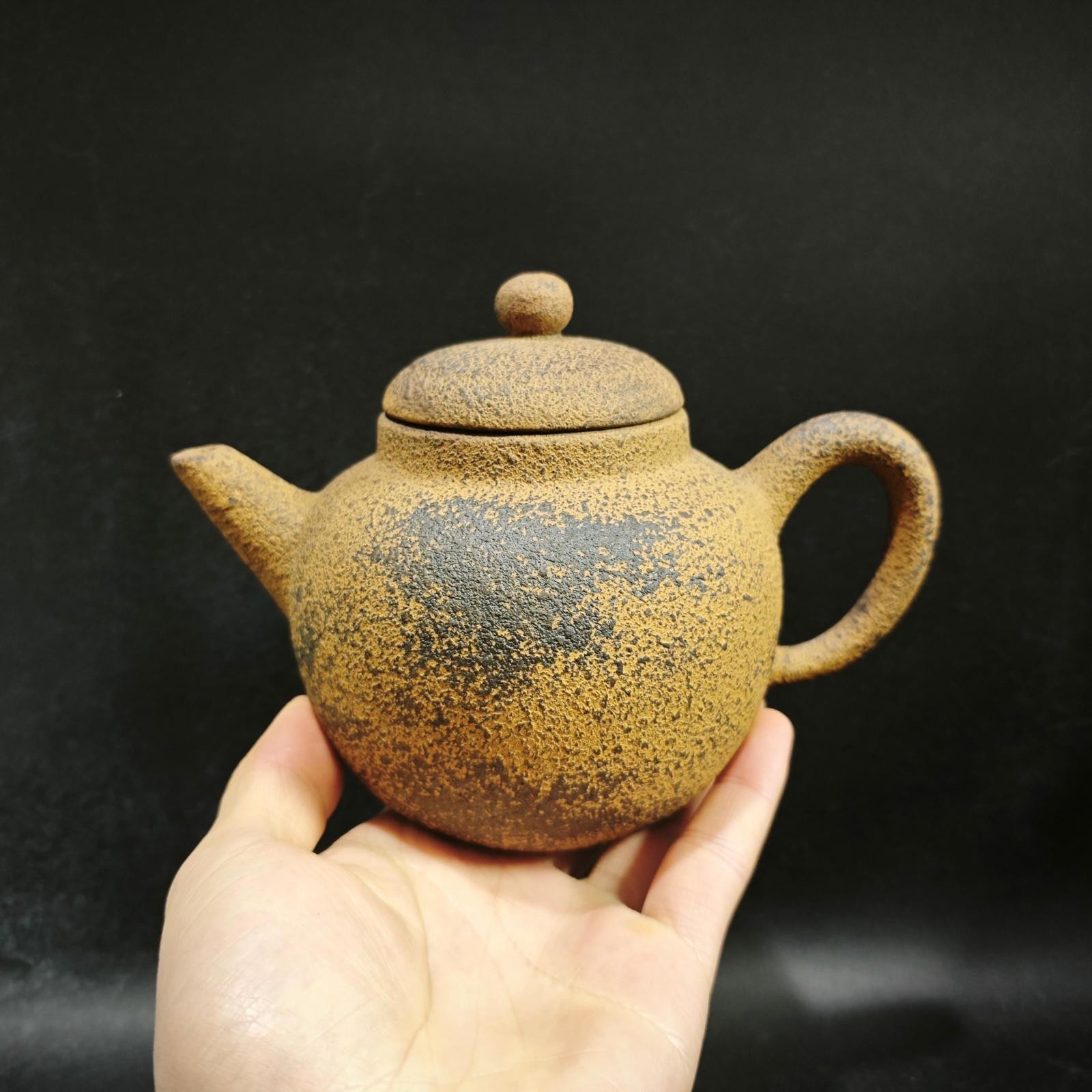 Vintage Yixing Teapot Unique Zisha Scholarly Speckled Artisan Handcrafted