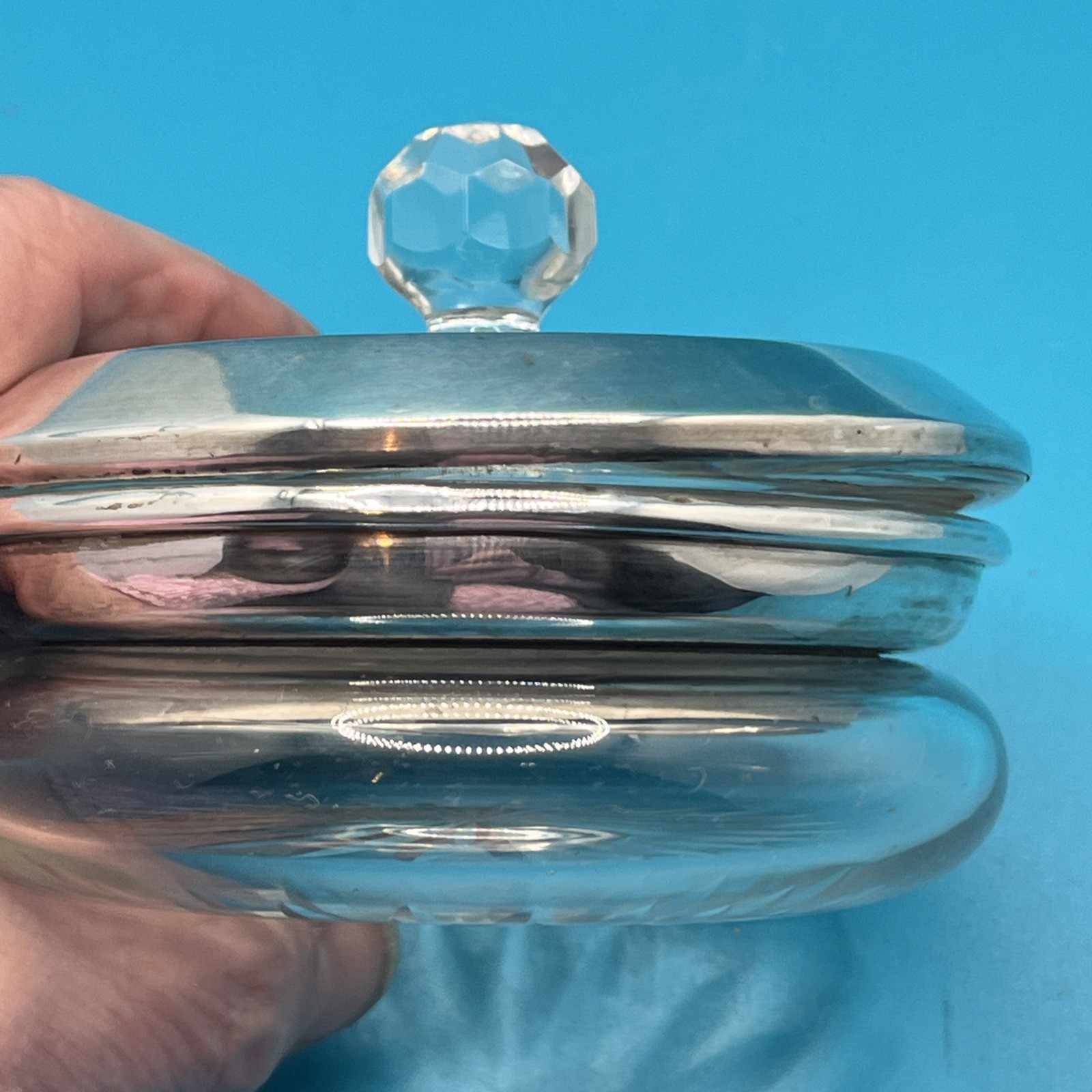 Antique silver lidded dressing table pot A J P & co Ltd WHL Birmingham