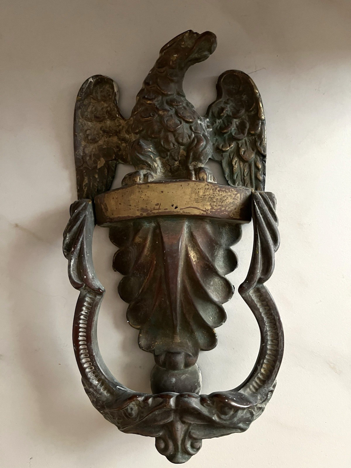 HUGE 10″x5″ ANTIQUE c.1881 AMERICAN EAGLE ARCHITECTURAL SALVAGE DOORKNOCKER