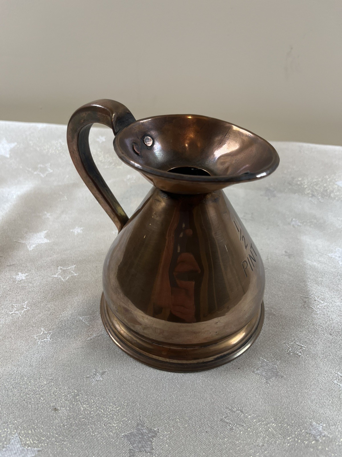 Original antique copper haystack measuring jug 1/2 pint