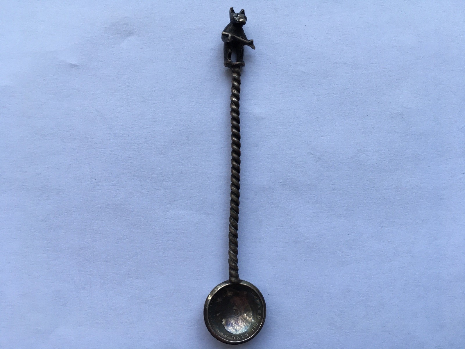 C1905 INDIAN EDWARD VII KING AND EMPEROR SILVER 1 ANNA?MINIATURE BEAR TOP SPOON