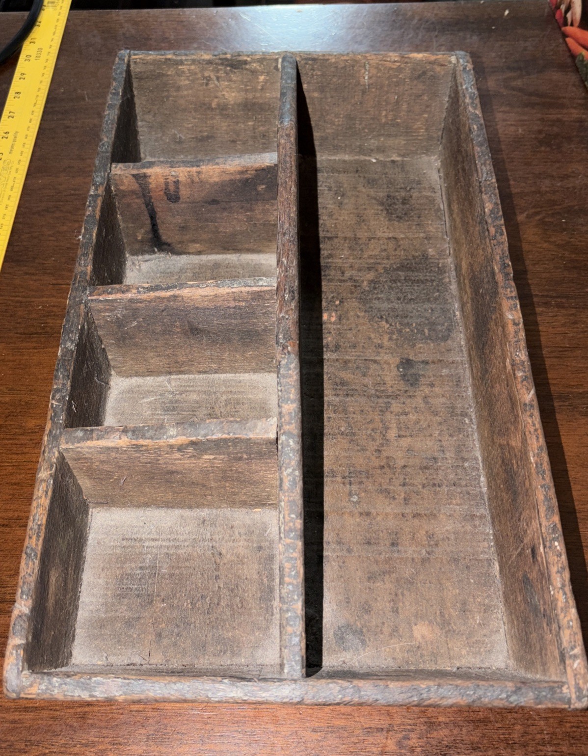 Large Antique? Wooden Divided Tool Caddy, Silverware, Decor
