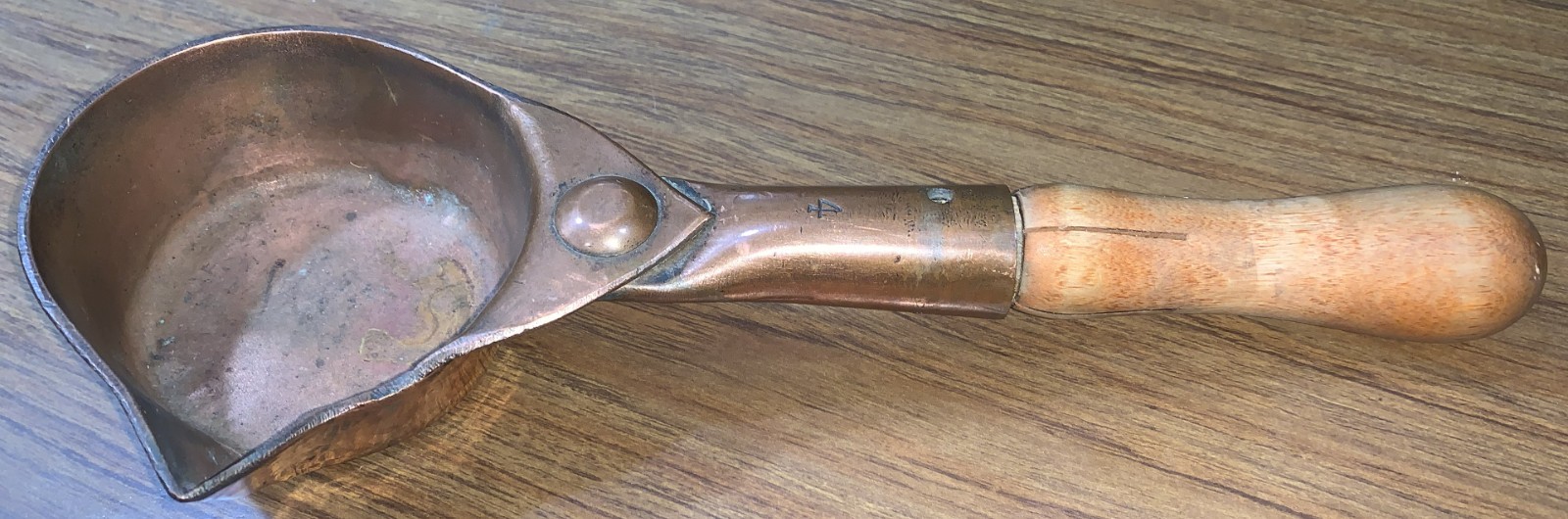 19th Century Antique Heavy Copper Sugar Ladle – 17.5″ Handmade Hammered